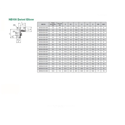 NB108-010-000 NUMATICS/AVENTICS NP BRASS PUSH-IN FITTING<BR>10MM TUBE X 1/8" G MALE SWIVEL ELBOW