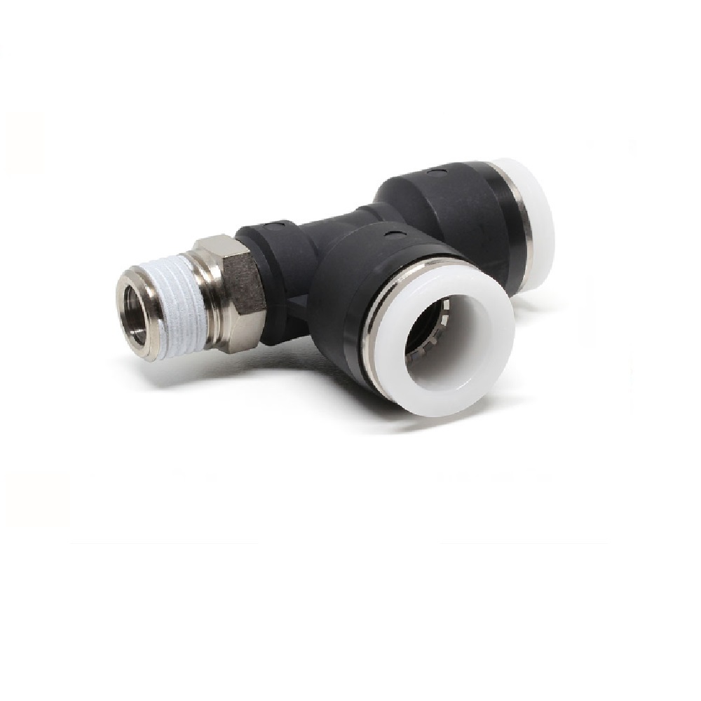 PD1/4-03 PISCO PLASTIC PUSH-IN FITTING<BR>1/4" TUBE X 3/8" BSPT MALE RUN TEE