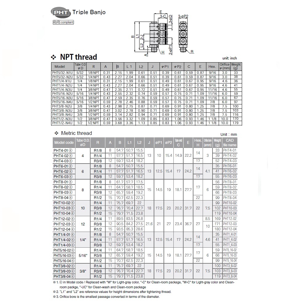 PHT12-03 PISCO PLASTIC PUSH-IN FITTING<BR>12MM TUBE X 3/8" BSPT MALE TRIPLE UNIVERSAL ELBOW