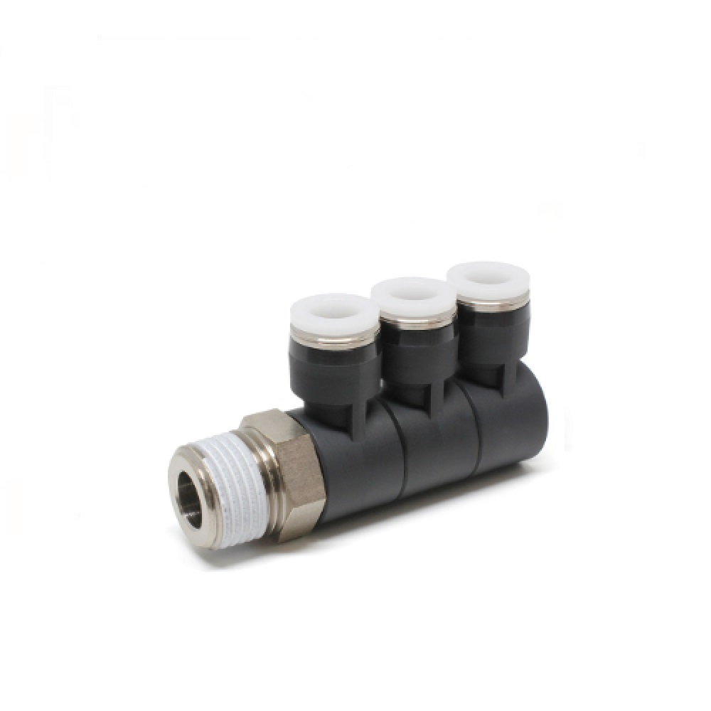 PHT1/2-N4U PISCO PLASTIC PUSH-IN FITTING<BR>1/2" TUBE X 1/2" NPT MALE TRIPLE UNIVERSAL ELBOW