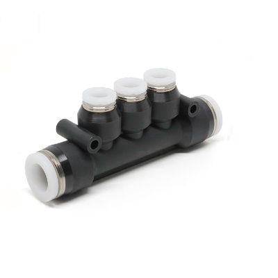 PKG3/8-5/16 PISCO PLASTIC MANIFOLD PUSH-IN FITTING<BR>3/8" TUBE(2) X 5/16" TUBE(3) TRIPLE UNION BRANCH