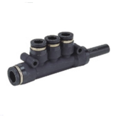 PKJ10-8 PISCO PLASTIC MANIFOLD PUSH-IN FITTING<BR>10MM PLUG-IN X 10MM TUBE X 8MM(3) TUBE TRIPLE TEE