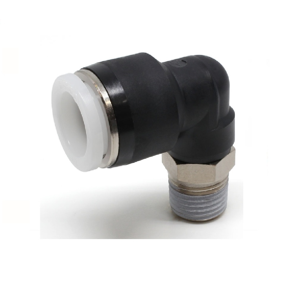 PL1/4-U10MU PISCO MINI PLASTIC PUSH-IN FITTING<BR>1/4" TUBE X 10/32" UNF MALE ELBOW