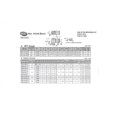 POL12-03 PISCO PLASTIC PUSH-IN FITTING<BR>12MM TUBE X 3/8" BSPT MALE UNIVERSAL ELBOW (INNER HEX)