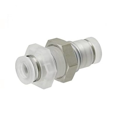 PPMP-6 PISCO PLASTIC PUSH-IN FITTING<BR>6MM TUBE UNION BULKHEAD (FIXED)