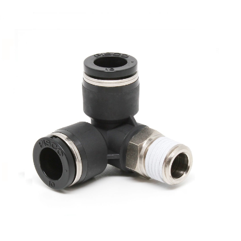 PVX4-M5 PISCO PLASTIC PUSH-IN FITTING<BR>4MM TUBE X M5 MALE TRIPOD ELBOW