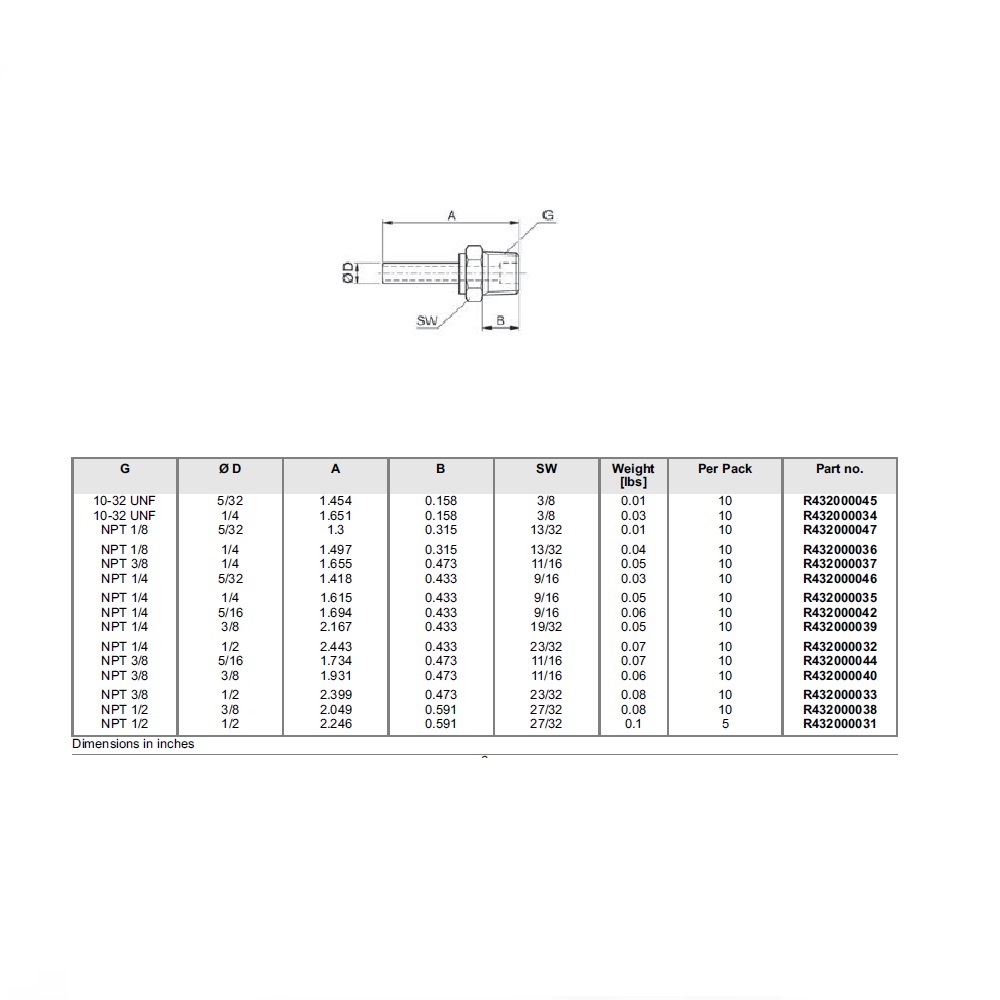 R432000032 NUMATICS/AVENTICS PLASTIC PUSH-IN FITTING<BR>1/2" NPT MALE X 1/4" PLUG-IN STEM (OVAL)