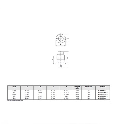 R432000052 NUMATICS/AVENTICS PLASTIC PUSH-IN FITTING<BR>1/4" TUBE CAP (OVAL)