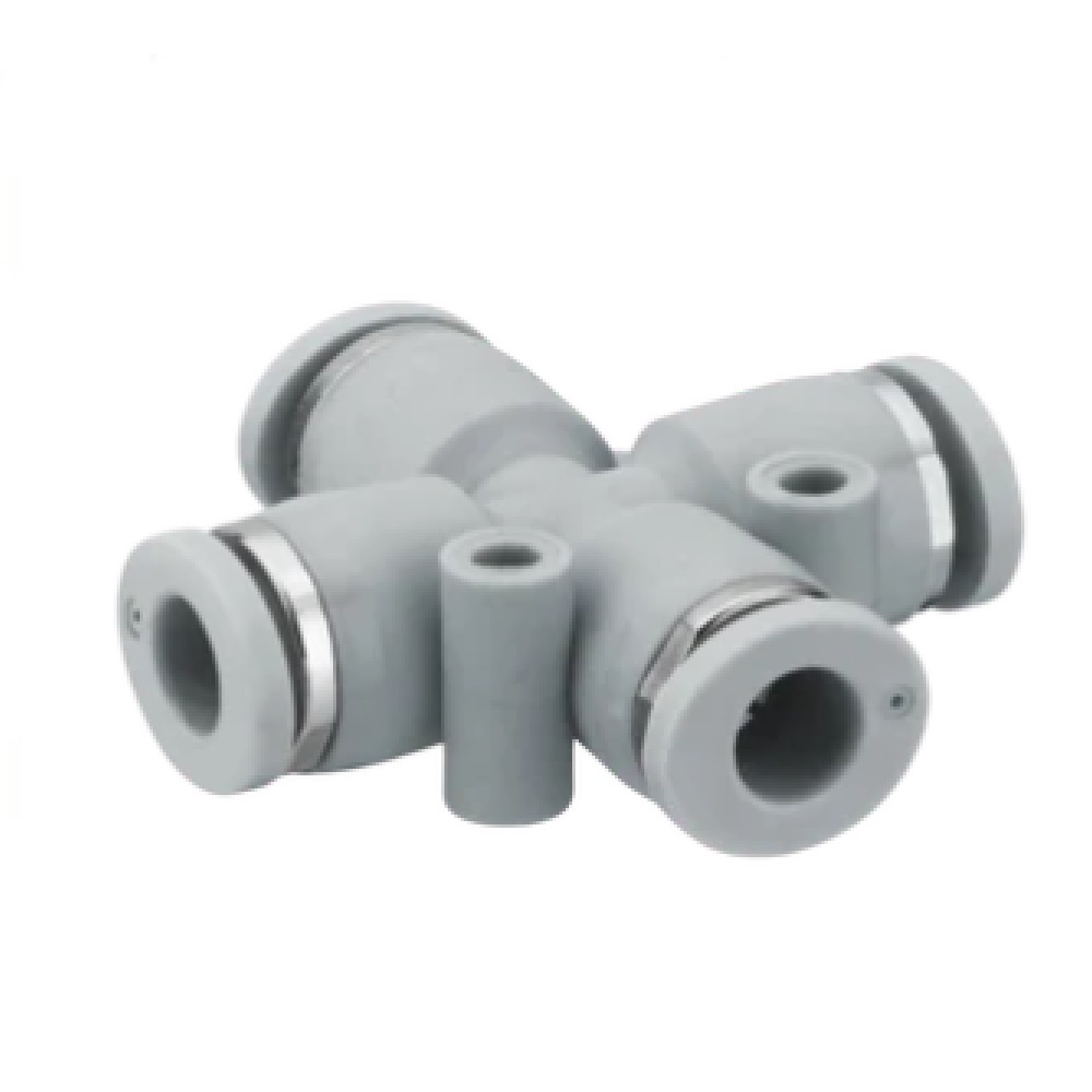 R432000257 NUMATICS/AVENTICS PLASTIC PUSH-IN FITTING<BR>1/4" TUBE UNION CROSS (OVAL)