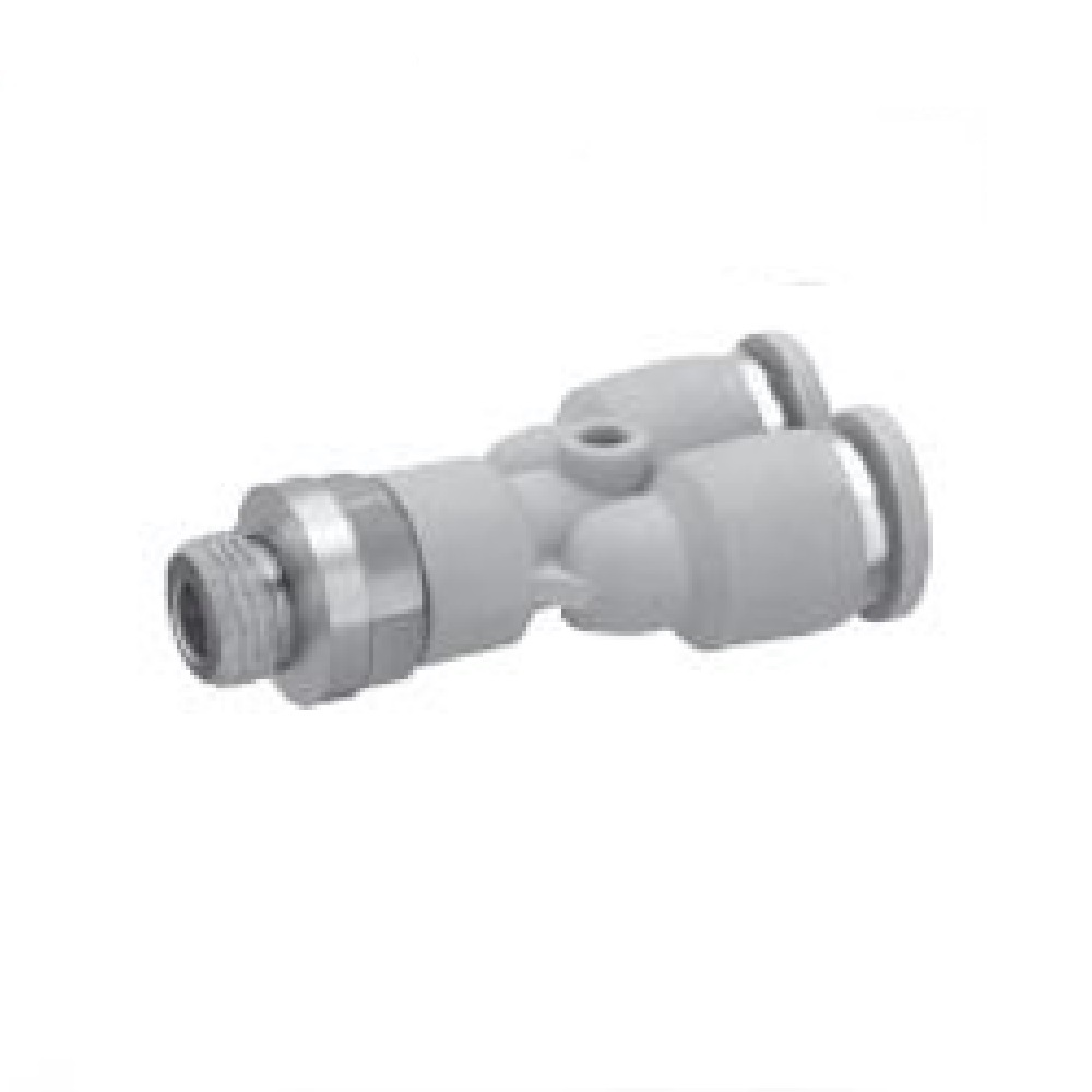 R432000480 NUMATICS/AVENTICS PLASTIC PUSH-IN FITTING<BR>5/16" TUBE X 1/8" NPT MALE BRANCH "Y" (OVAL)