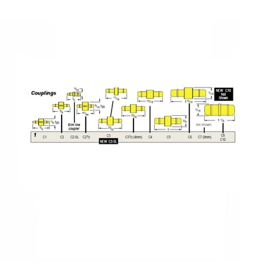 C3 1/2 MEM-CO BRASS FITTING<BR>5/32" BARB UNION