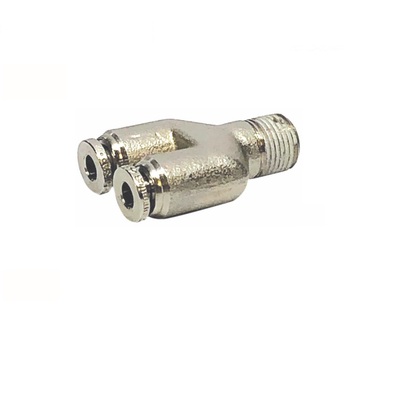 INB132-108-020 NUMATICS/AVENTICS NP BRASS PUSH-IN FITTING<BR>1/8" TUBE X 1/8" NPT MALE BRANCH "Y"