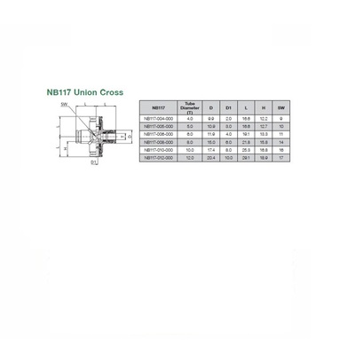 NB117-008-000 NUMATICS/AVENTICS NP BRASS PUSH-IN FITTING<BR>8MM TUBE UNION CROSS