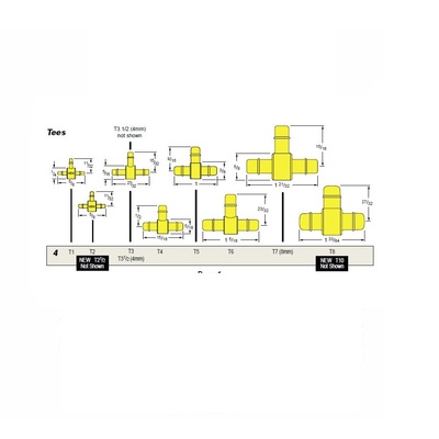 T4 MEM-CO BRASS FITTING<BR>0.170" BARB UNION TEE