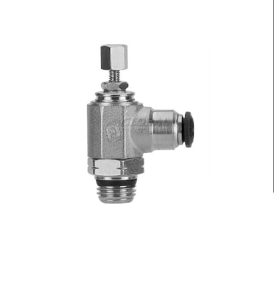 50905N-8-1/8 AIGNEP NP BRASS FLOW CONTROL<BR>8MM TUBE X 1/8" UNIV MALE METER OUT, KNOB ADJ