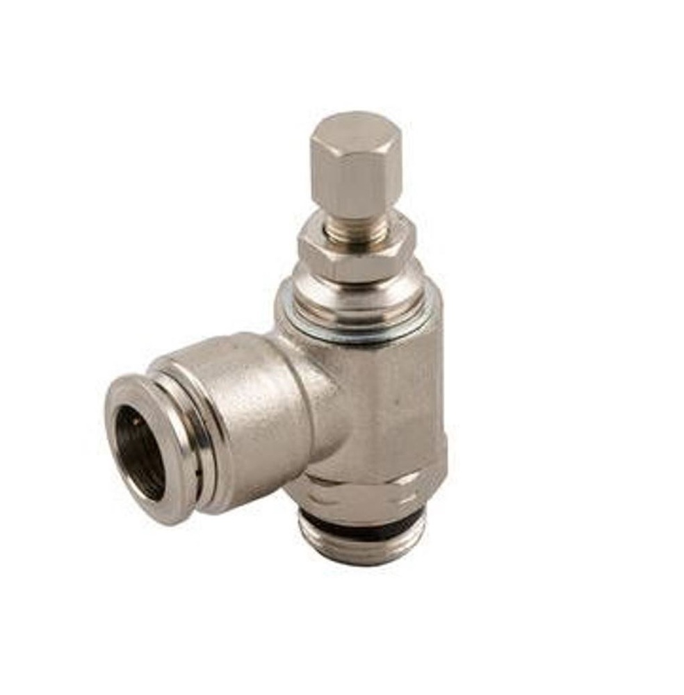 57905-6-M5 AIGNEP NP BRASS FLOW CONTROL<BR>6MM TUBE X M5 THR MALE METER OUT, KNOB ADJ