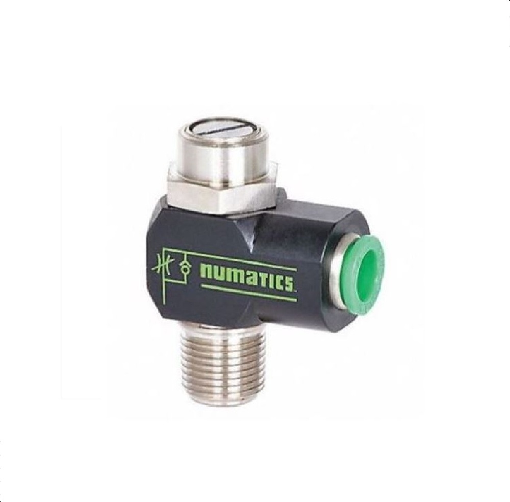 2FPRN8 NUMATICS/AVENTICS FLOW CONTROL<BR>1/4" TUBE X 1/4" NPT MALE METER OUT, SCREW ADJ