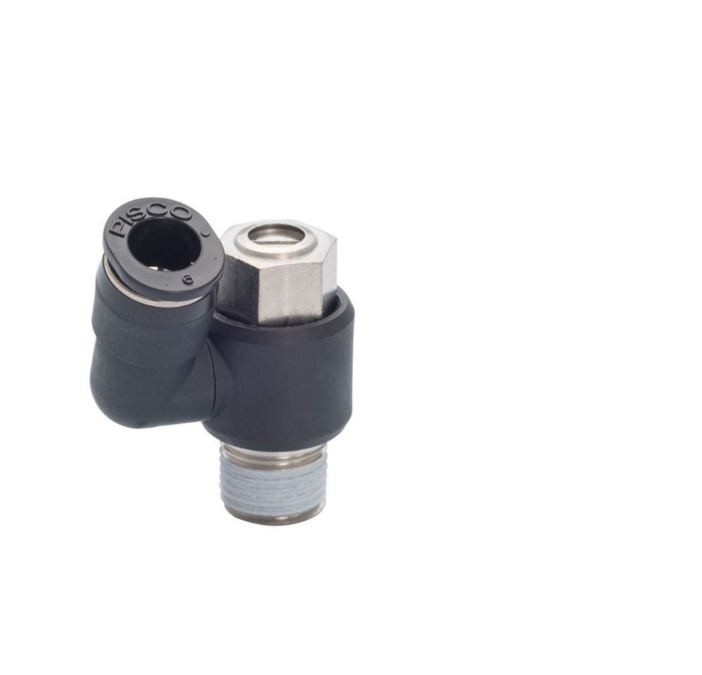 JSDS1/4-U10AU PISCO PLASTIC FLOW CONTROL<BR>1/4" TUBE X 10/32" UNF MALE METER OUT, SCREW ADJ