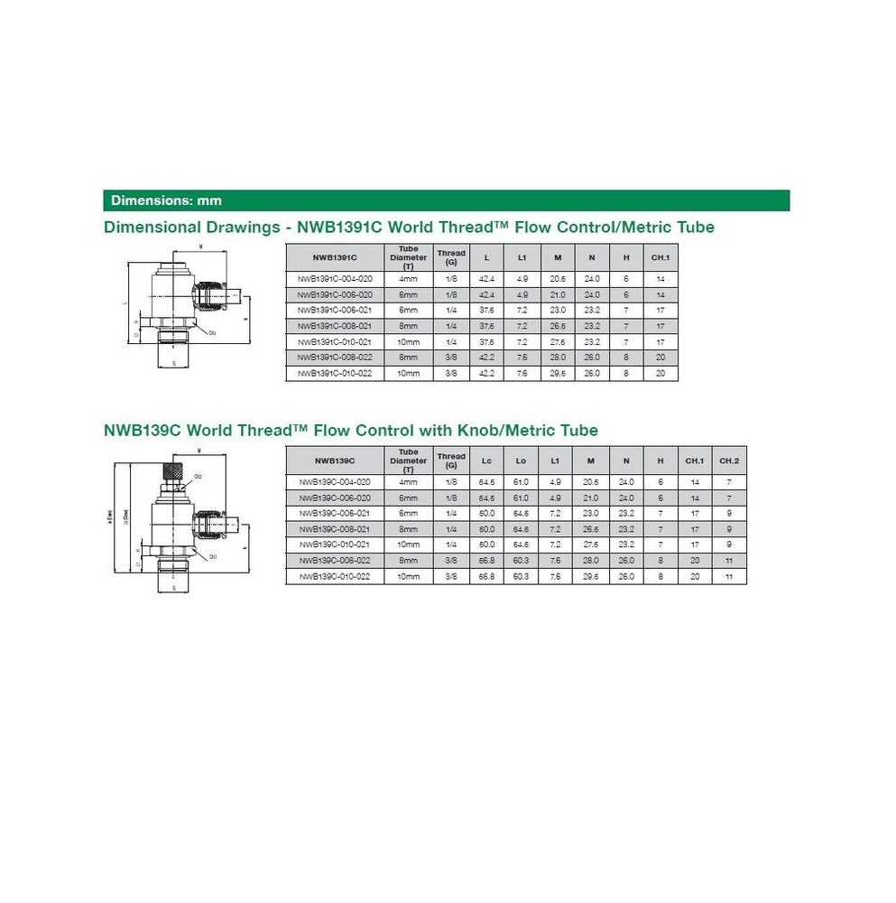 NWB1391C-010-022 NUMATICS/AVENTICS NP BRASS FLOW CONTROL<BR>10MM TUBE X 3/8" UNIV MALE METER OUT, SCREW ADJ