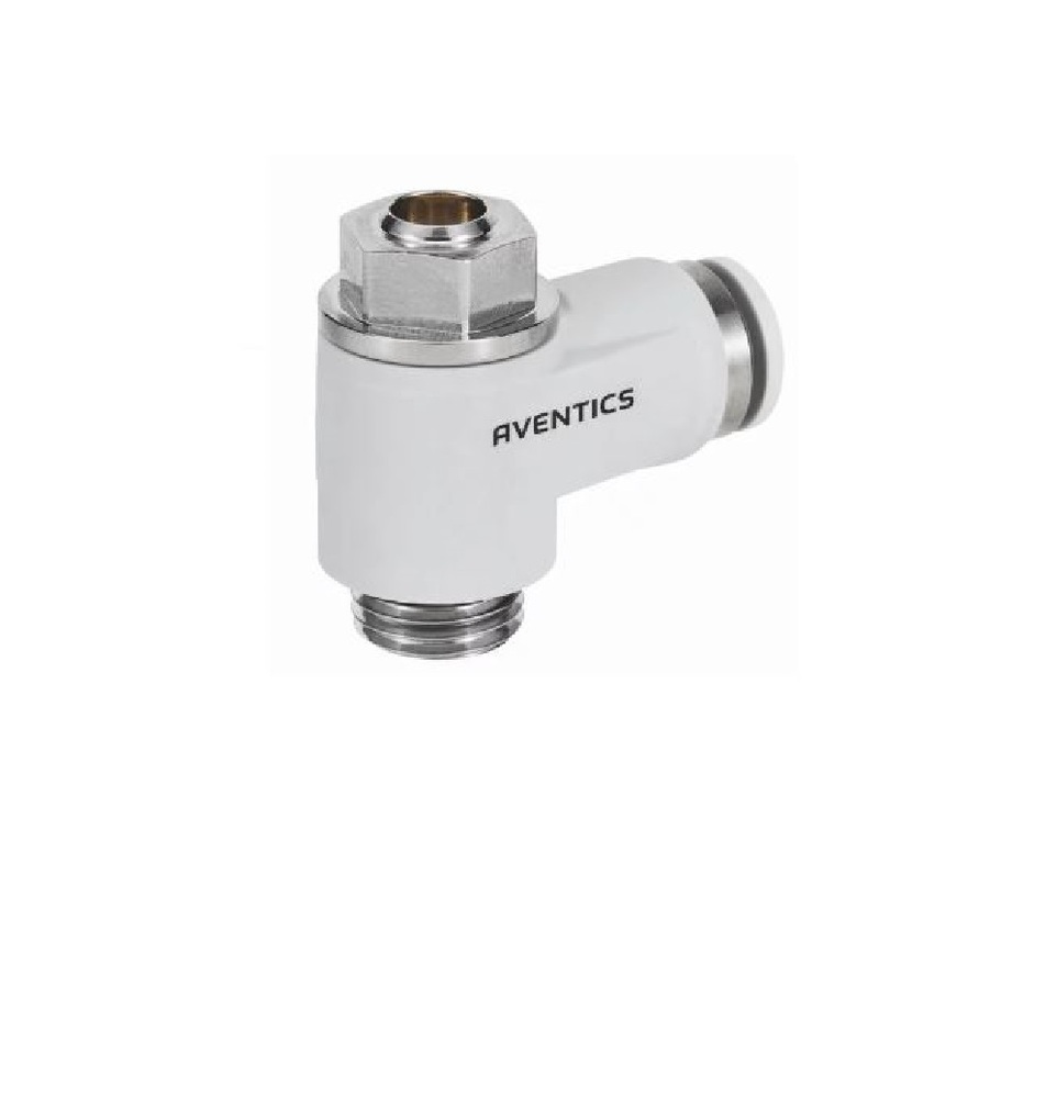 R412010573 NUMATICS/AVENTICS FLOW CONTROL<BR>10MM TUBE X 1/4" G MALE, METER OUT, SCREW ADJ