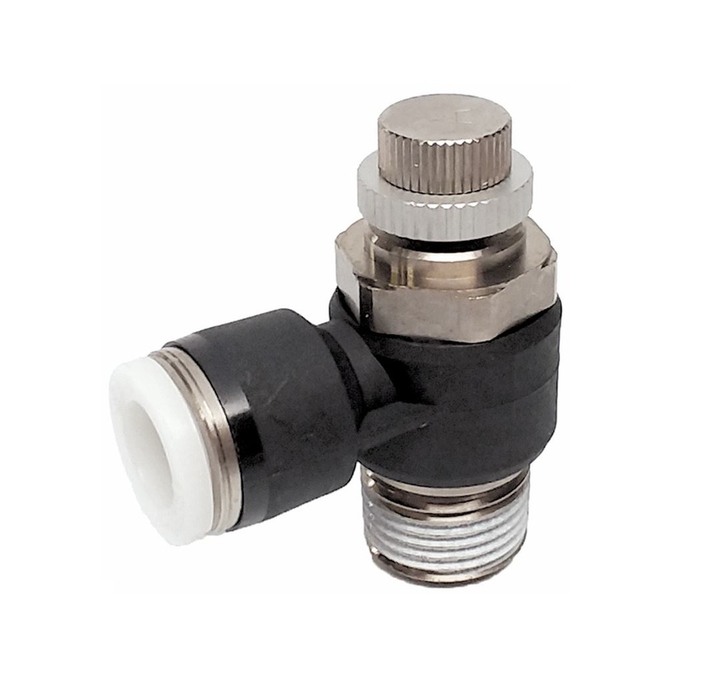 JSC4-M5A PISCO PLASTIC FLOW CONTROL<BR>4MM TUBE X M5 MALE METER OUT, KNOB ADJ