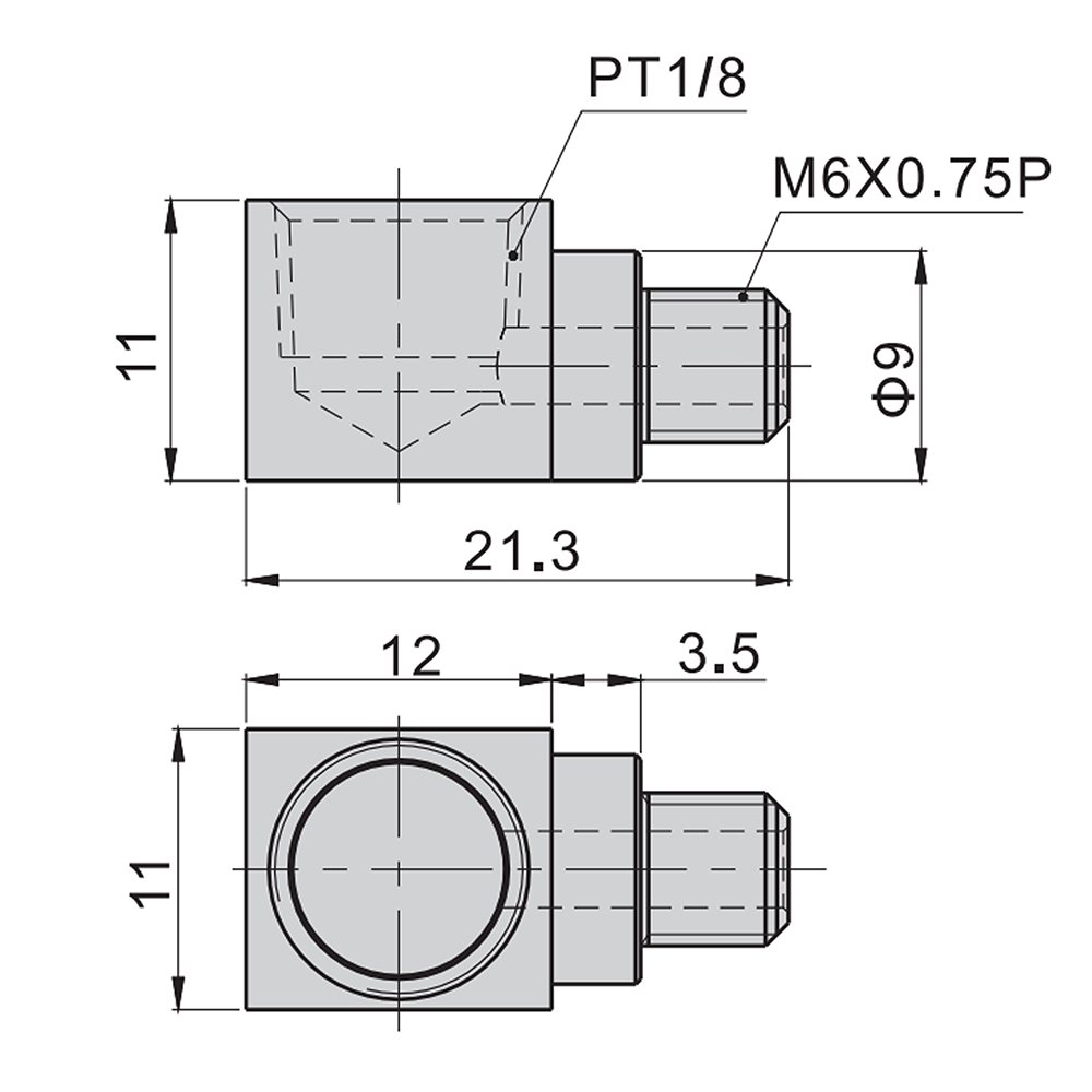 L-P-L01 AIRTAC LINEAR RAIL PARTS<br>BEARING GREASE ELBOW NIPPLE M6 TO 1/8"PT, FOR BEARING SERIES 20, 25, 30, & 35