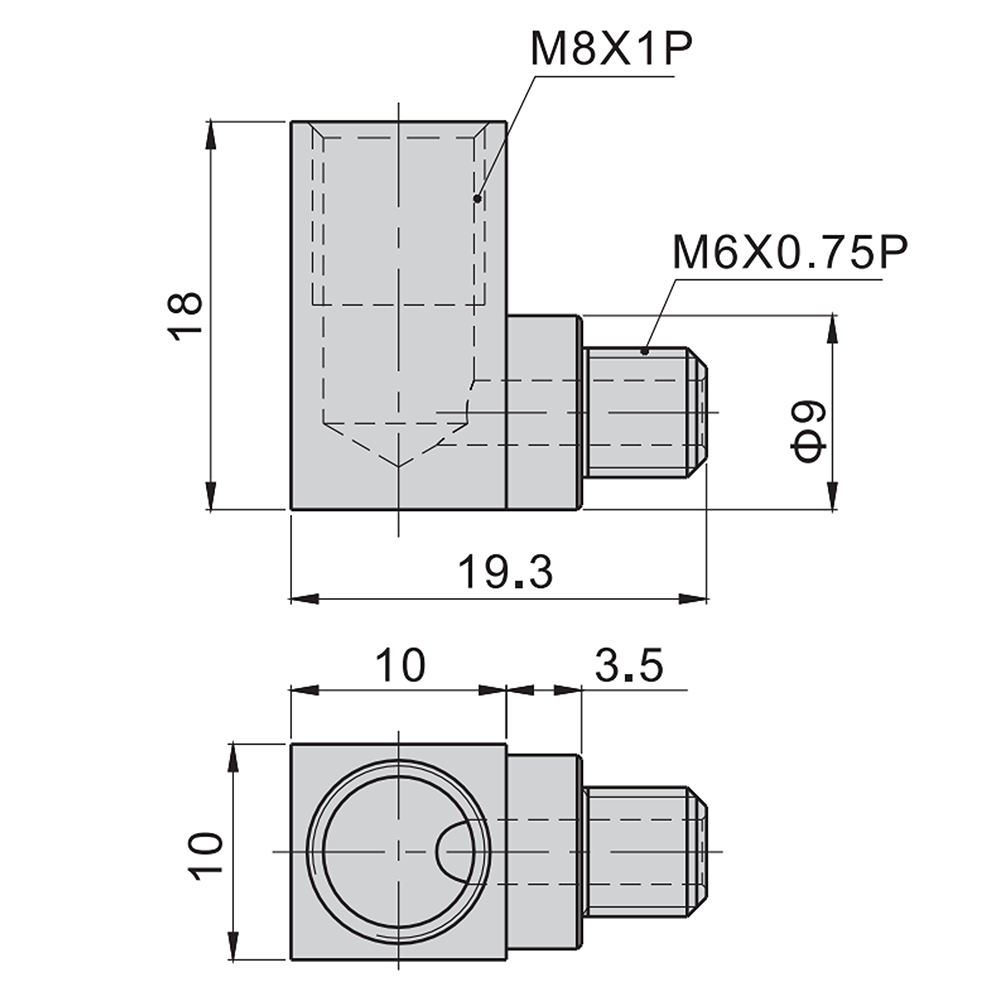 L-P-LM8 AIRTAC LINEAR RAIL PARTS<br>BEARING GREASE ELBOW NIPPLE M6 TO M8, FOR BEARING SERIES 20, 25, 30, & 35