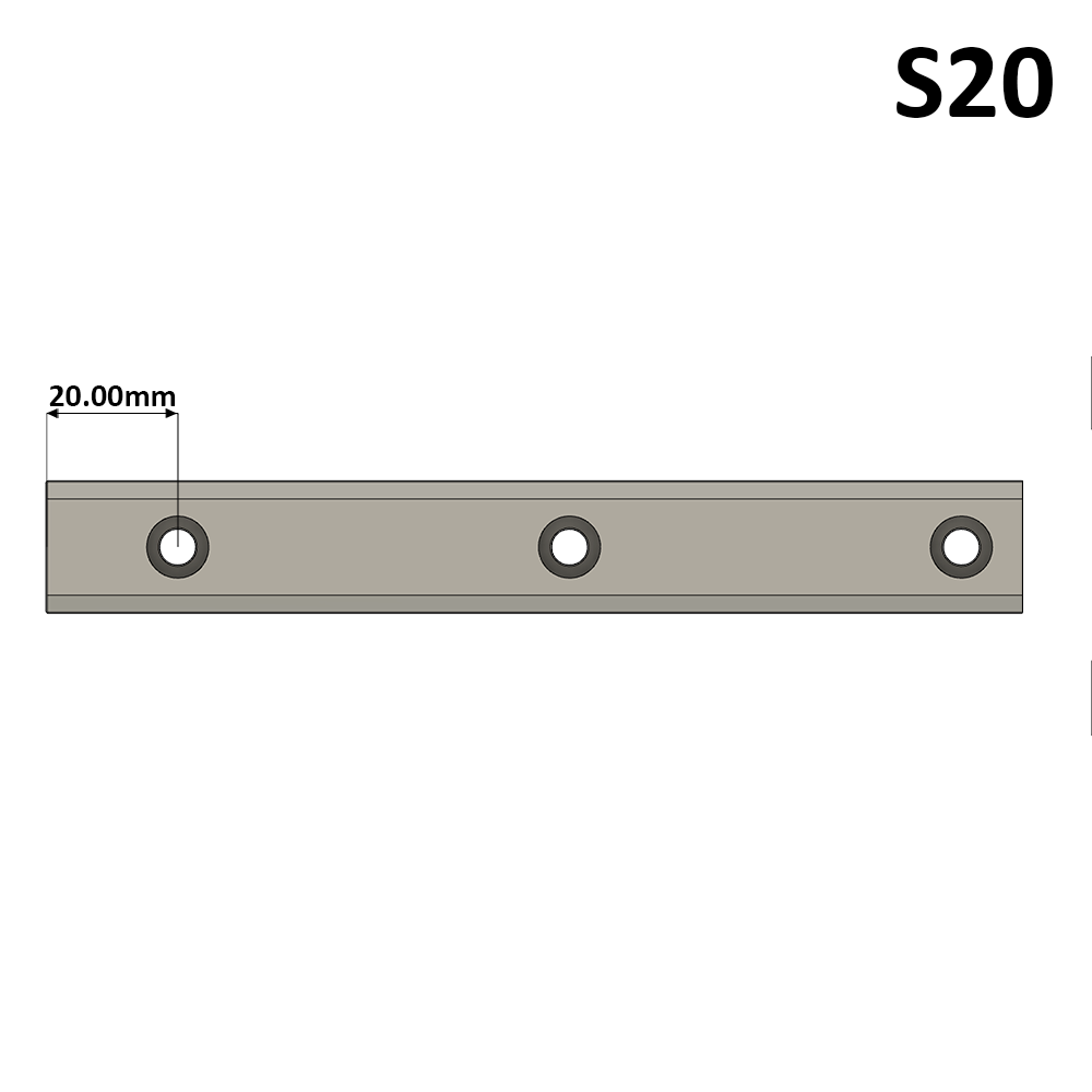 LSH15RLX340-S20-N-D AIRTAC LSH 15MM SERIES RAIL<br>NORMAL ACCURACY, 20MM END TO FIRST HOLE, CUT TO LENGTH OF 340MM