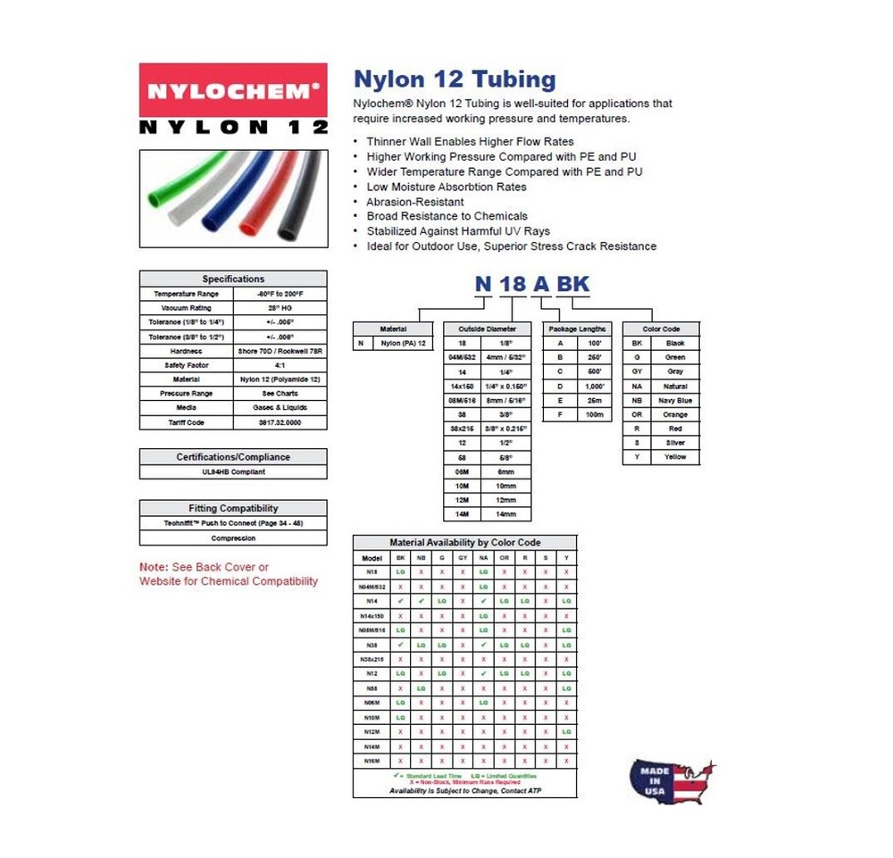 N38ANB ATP TUBING<BR>NYLON 3/8" X .275" 100' BLUE