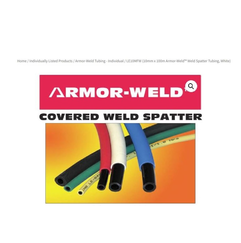 LE12MFW ATP TUBING<BR>WELD SPATTER 12MM X 8MM 100M BLACK/WHITE