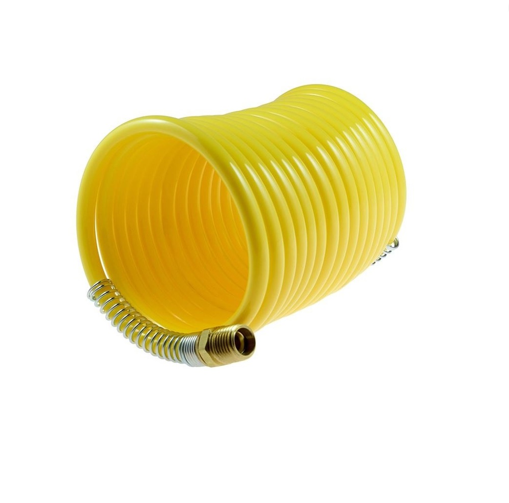 N38-124A COILHOSE COIL<BR>NYLON 3/8" ID 9' WL YELLOW W/1/4" 1 SWIVEL/1 RIGID