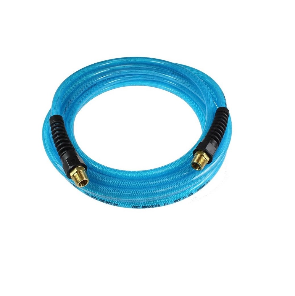 PFE40254T COILHOSE COIL<BR>PU BRAIDED 3/8" X 1/4" 25' CLEAR BLUE W/1/4" NPT MALE