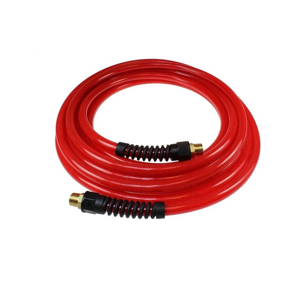 PFE61006TR COILHOSE COIL<BR>PU BRAIDED 9/16" X 3/8" 100' CLEAR RED W/3/8" NPT MALE