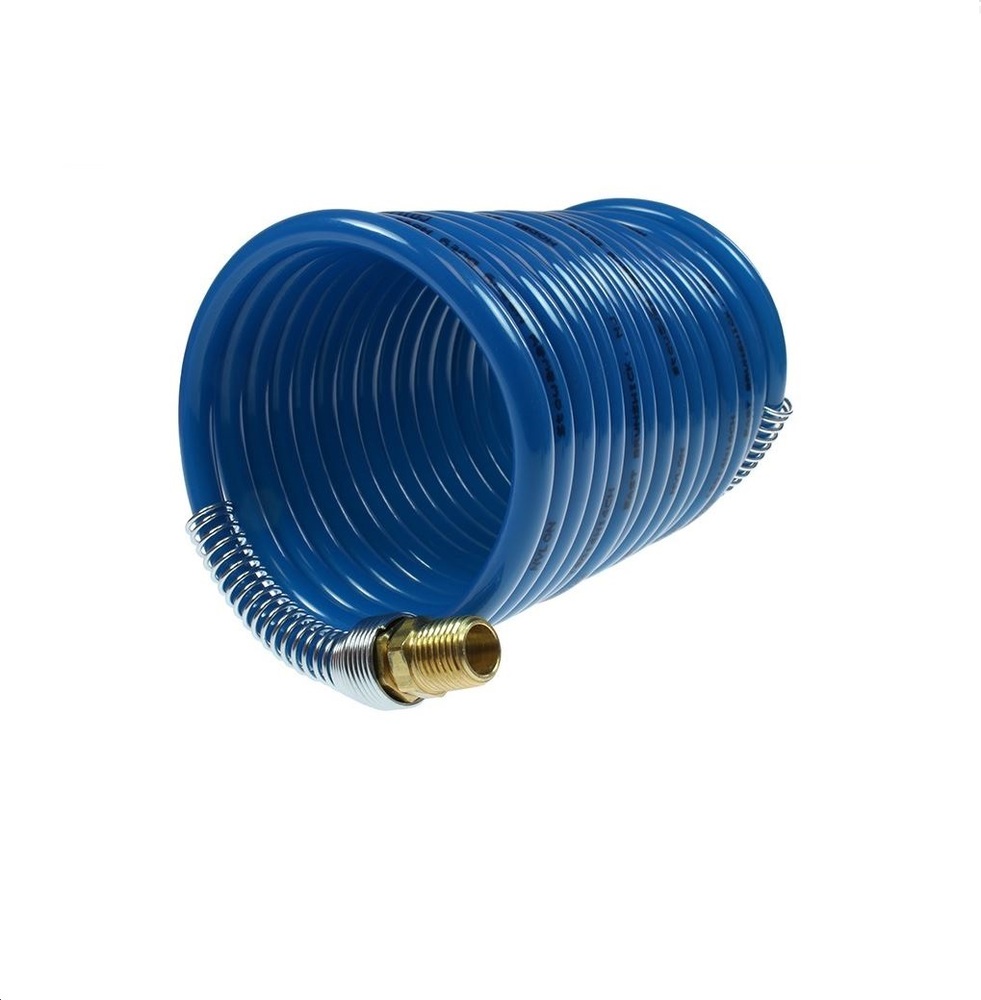 S38-124A COILHOSE COIL<BR>NYLON COIL, 3/8" X 12', 1/4" NPT RIGID & SWIVEL FITTINGS, BLUE