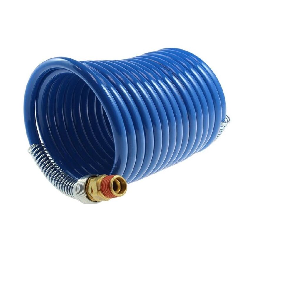 S38-124B COILHOSE COIL<BR>NYLON COIL, 3/8" X 12', 1/4" NPT SWIVEL FITTINGS, BLUE