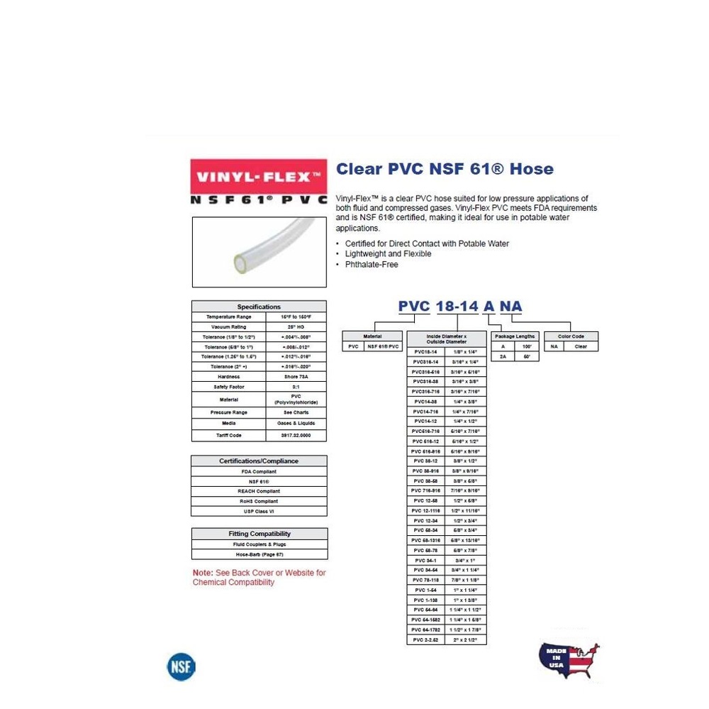 1J-756-10 FREELIN-WADE TUBING<BR>PVC BRAIDED 1.937" X 1 1/2" 100' NATURAL