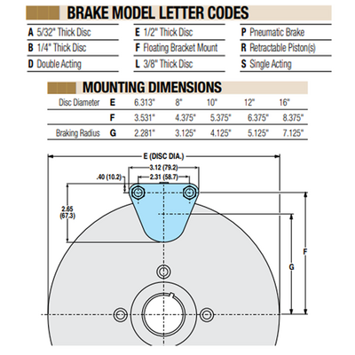 07200013 TOLOMATIC PNEUMATIC CALIPER BRAKE - DOUBLE ACTING, FIXED MOUNT - FIXED DISC, 3/8" THICK (P20DL)
