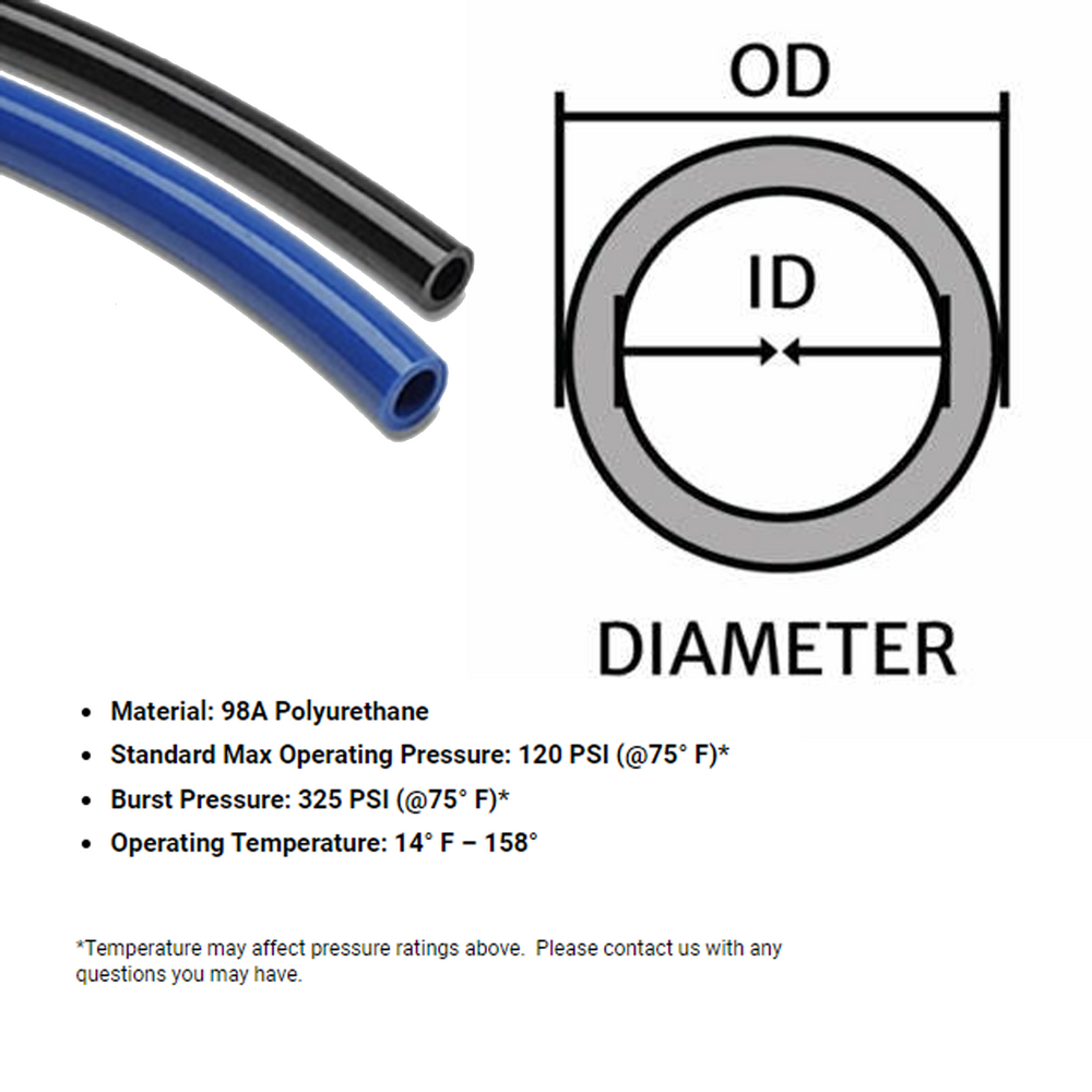 FLEX-38-NB-100M BLUE POLYURETHANE TUBE<BR>3/8" OUTER DIAMETER X 1/4" INNER DIAMETER X 100 METER LENGTH