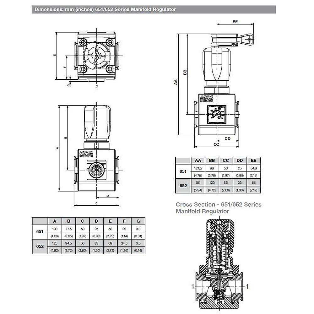 8651AM002H103G0 NUMATICS/AVENTICS MANIFOLD REGULATOR<BR>651 SERIES 1/4" NPT, 7-125PSI, TP, LP PSI GAUGE/PR