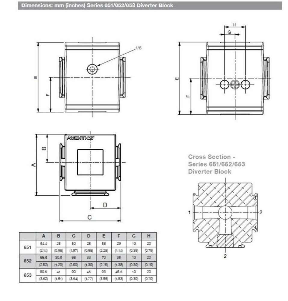 8651AD002CA0000 NUMATICS/AVENTICS DIVERTER BLOCK<BR>651 SERIES 1/4" NPT, PAD MOUNT