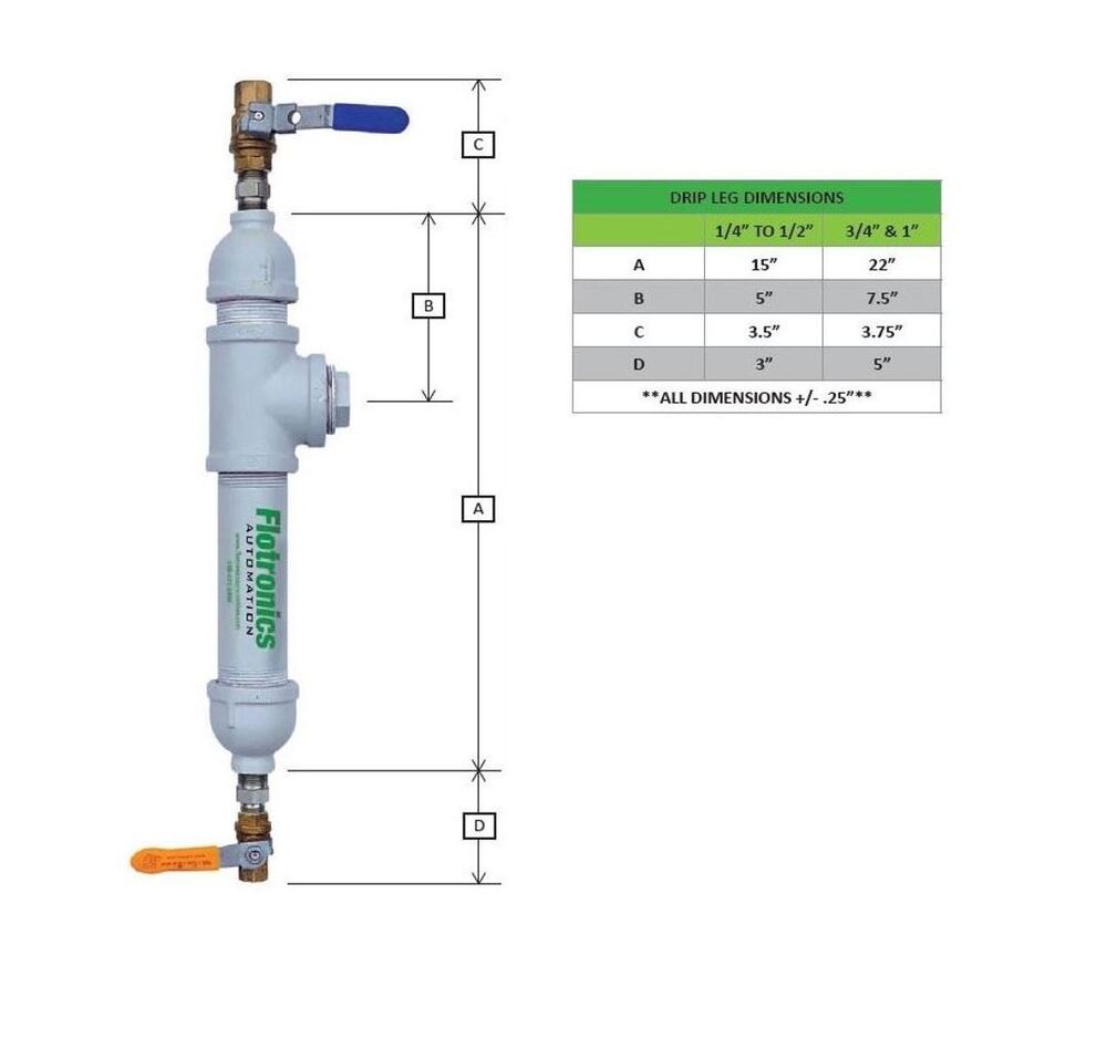 DL-3/4 FLOTRONICS DRIP LEG<BR>3/4" NPT INLET/OUTLET 3/8" NPT DRAIN LOCKING INLET