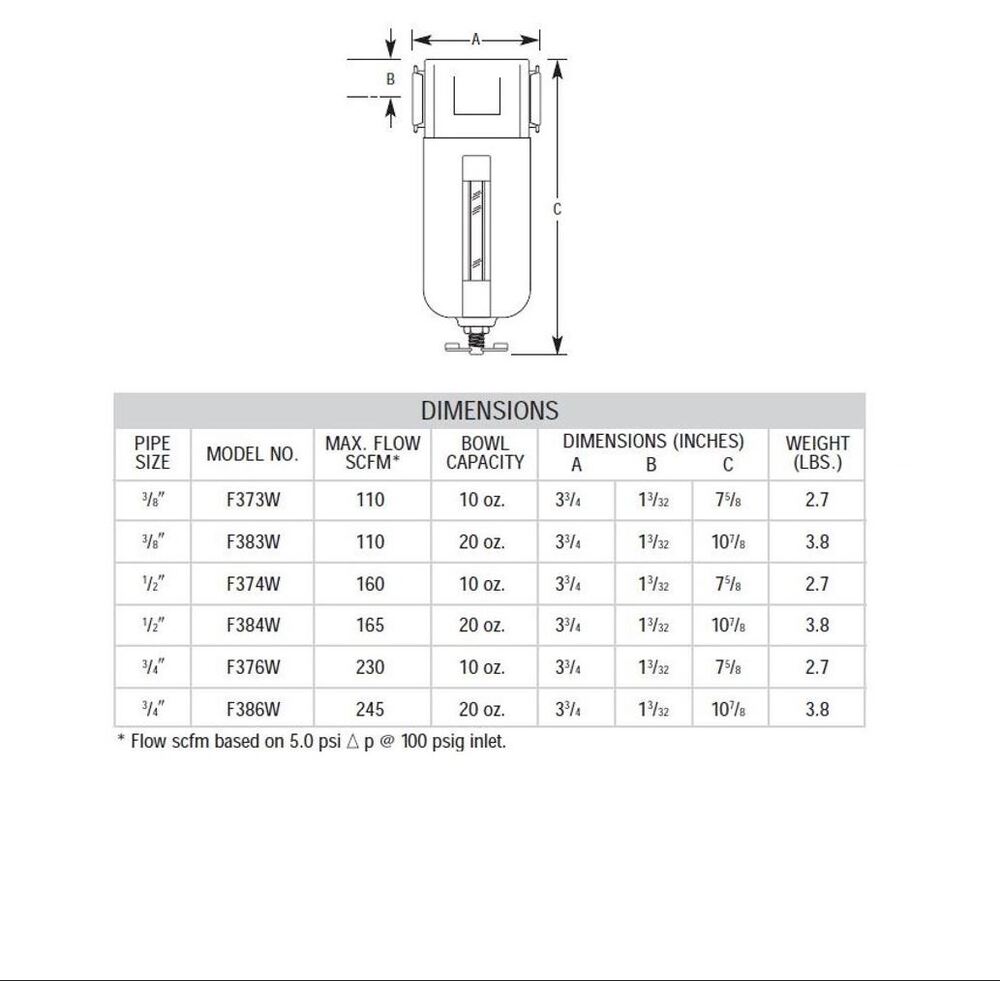 F378W ARROW MID FLOW PARTICULATE FILTER<BR>1" NPT, 40MIC, MB W/SG