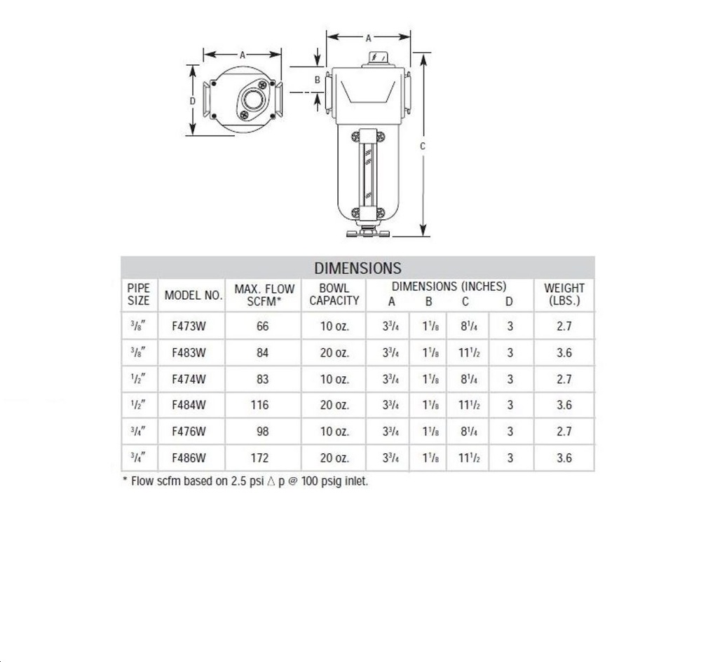 F476M ARROW MID FLOW OIL REMOVER FILTER<BR>3/4" NPT, .9MIC, MB