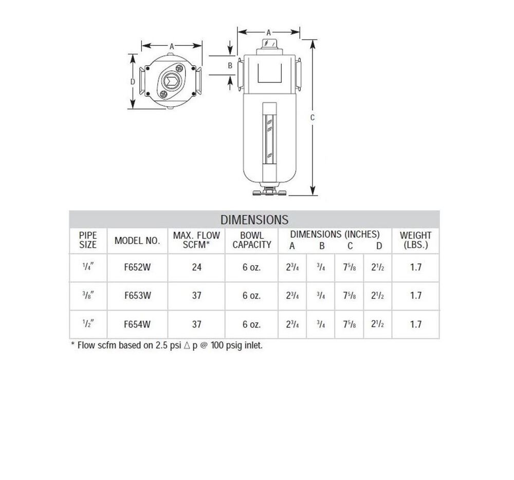 F653 ARROW ADSORBER FILTER<BR>3/8" NPT, CHARCOAL WRAP, 200PSI, MB