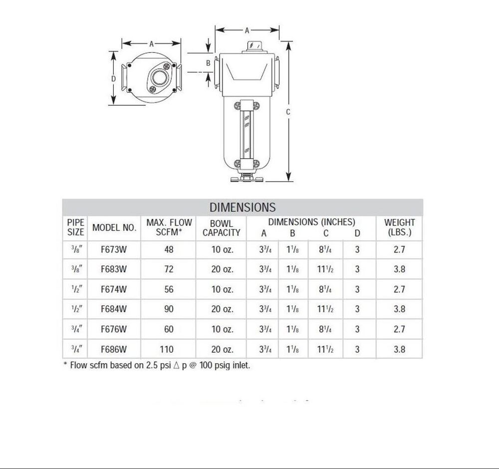 F678W ARROW MID FLOW ADSORBER FILTER<BR>1" NPT, CHARCOAL WRAP, MB W/SG