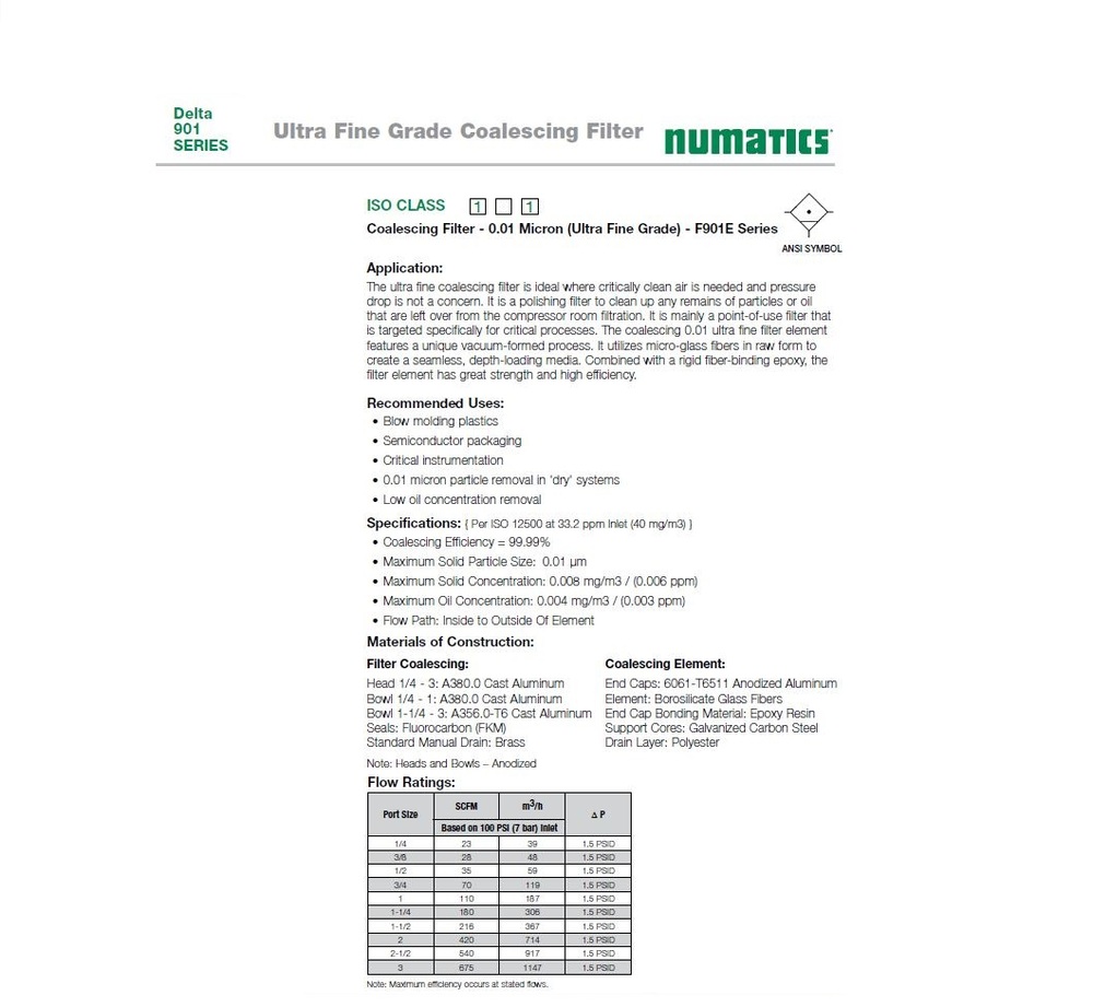 F901E-06ABZ NUMATICS/AVENTICS COALESCING FILTER<BR>901 SERIES 3/4" NPT