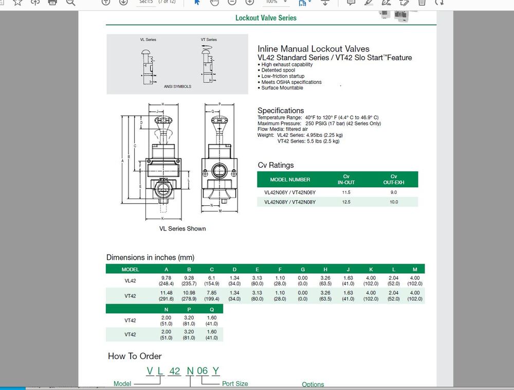 VT42N08AY NUMATICS/AVENTICS SOL-START QUICK EXHAUST LOCKOUT VALVE<BR>42 SERIES 1" NPT, MUFFLER