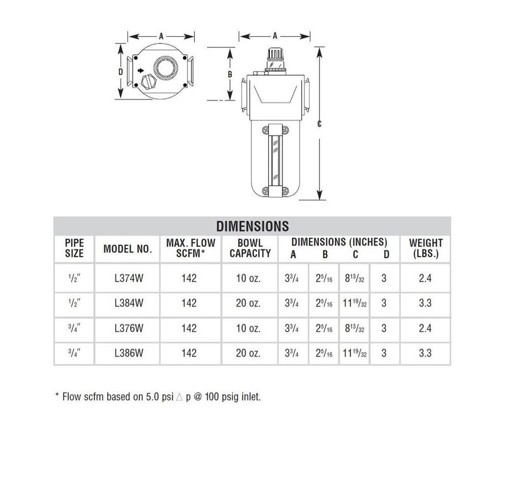 L376W ARROW MID FLOW LUBRICATOR<BR>3/4" NPT W/MET BWL-SG