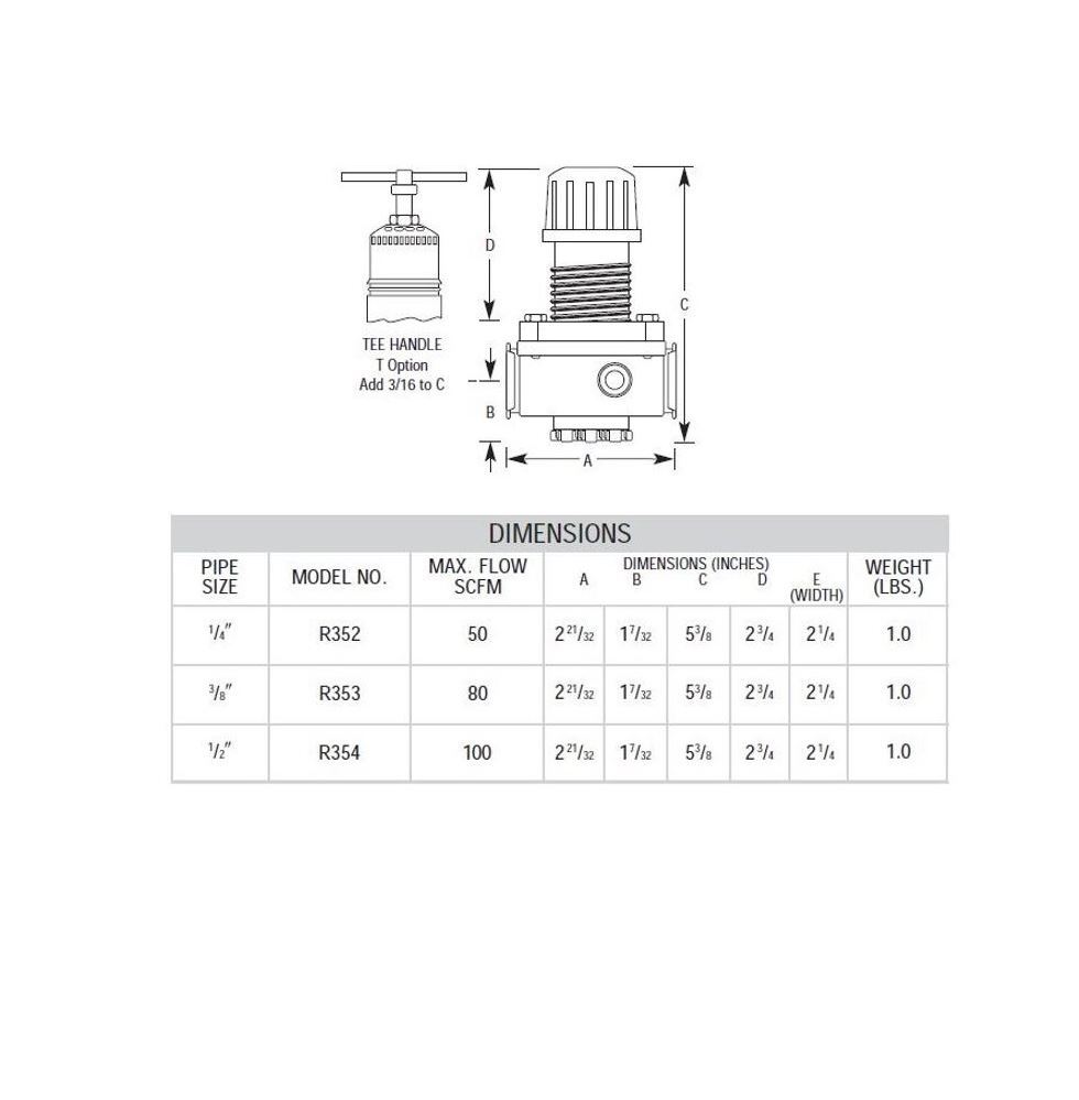 R352P ARROW REGULATOR<BR>1/4" NPT 5-125 PSI