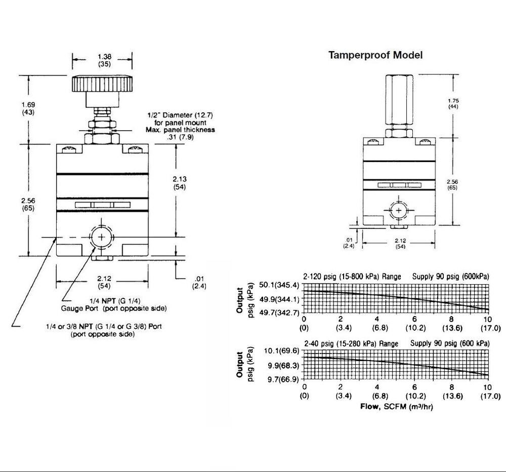 R800-02EG NUMATICS/AVENTICS PRECISION REGULATOR<BR>80 SERIES 1/4" NPT 2-60PSI, GAUGE